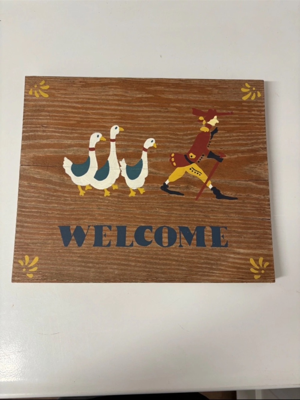 Welcome Wooden Wall Sign with Geese - Unbranded